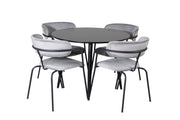 Venture Home Plaza Runt Matbord - Svart / Svart - ø100*H75 +Arrow armchair - Black Legs - Grey Velvet _4