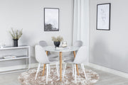 Venture Home Plaza Runt Matbord - Ek-Look / Vit - ø100*H75 +Polar Spisebordsstol - White Legs - Light Grey Fabric _4