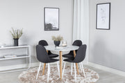 Venture Home Plaza Runt Matbord - Ek-Look / Vit - ø100*H75 +Polar Spisebordsstol - White Legs - Black Fabric _4