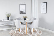 Venture Home Plaza Runt Matbord - Ek-Look / Vit - ø100*H75 +Plaza Dining chair - White legs - Light Grey Fabric _4