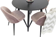 Venture Home Plaza Runt Matbord - Svart / Svart - ø100*H75 +Velvet Spisebordsstol - Pink / Black _4