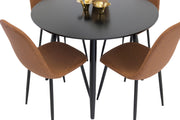 Venture Home Plaza Runt Matbord - Svart / Svart - ø100*H75 +Polar Spisebordsstol - Brown / Black _4