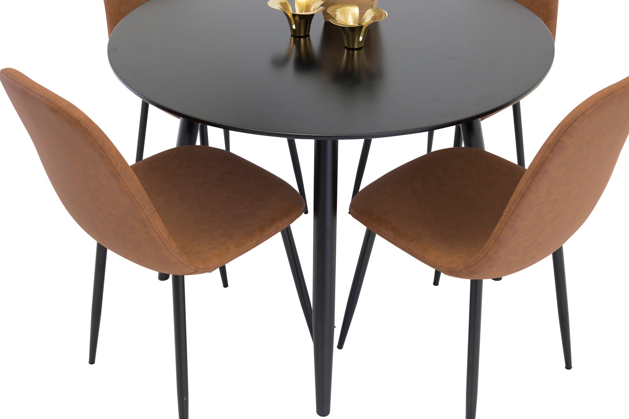 Venture Home Plaza Runt Matbord - Svart / Svart - ø100*H75 +Polar Spisebordsstol - Brown / Black _4