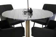 Venture Home Estelle spisebord round 106cm Grey Marble / Brass +Comfort - Dining chair 2-pack - black/Black _4