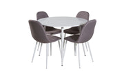 Venture Home Plaza rund bord 100 cm - White top / White Legs +Polar Matstol - Vit / Mellangrå _4