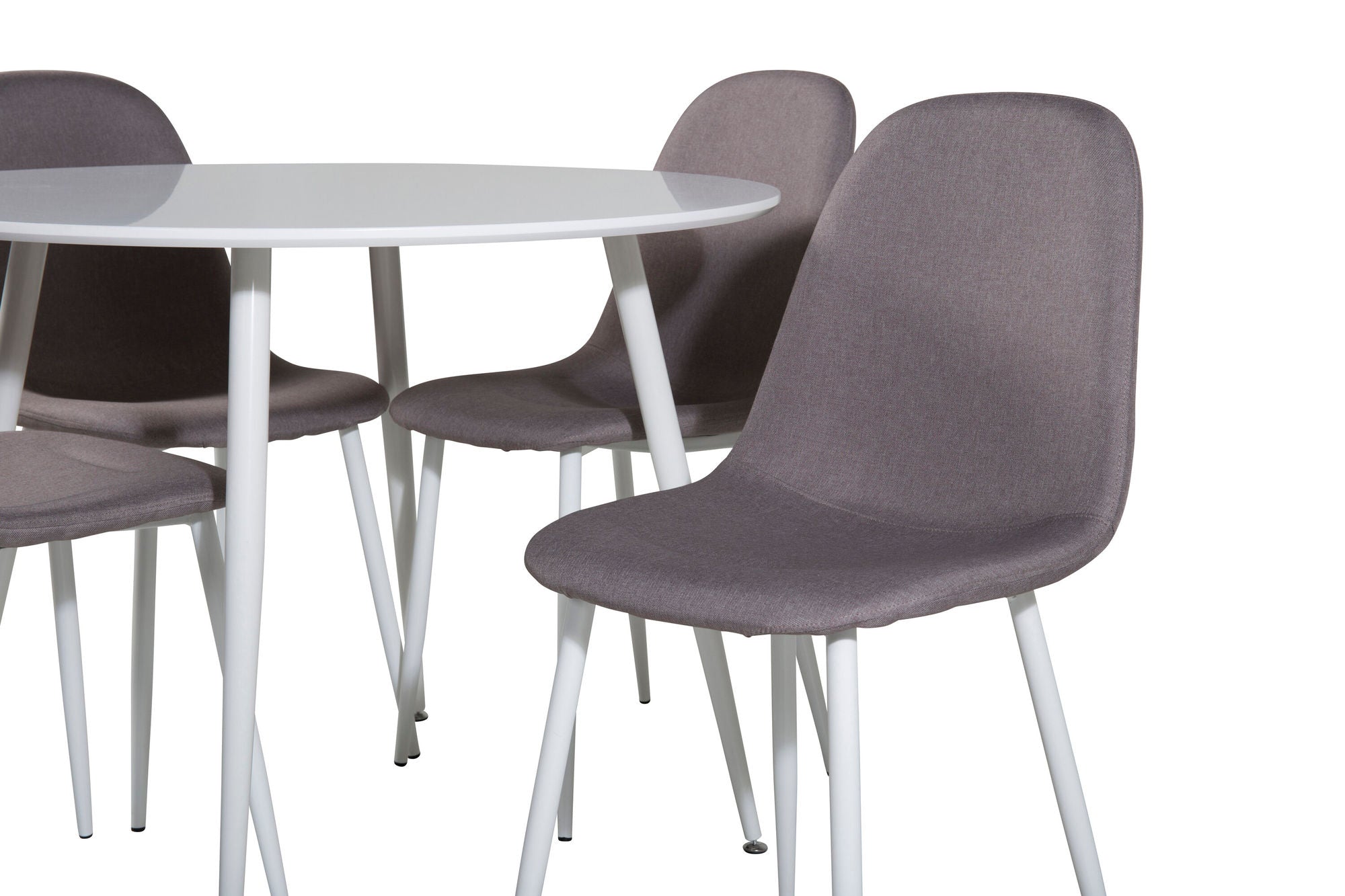 Venture Home Plaza rund bord 100 cm - White top / White Legs +Polar Matstol - Vit / Mellangrå _4