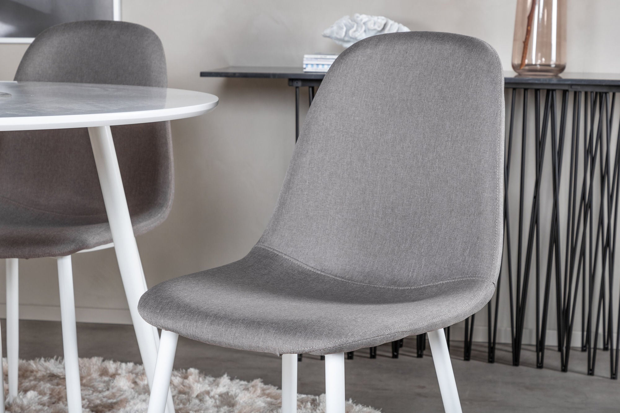 Venture Home Plaza rund bord 100 cm - White top / White Legs +Polar Matstol - Vit / Mellangrå _4