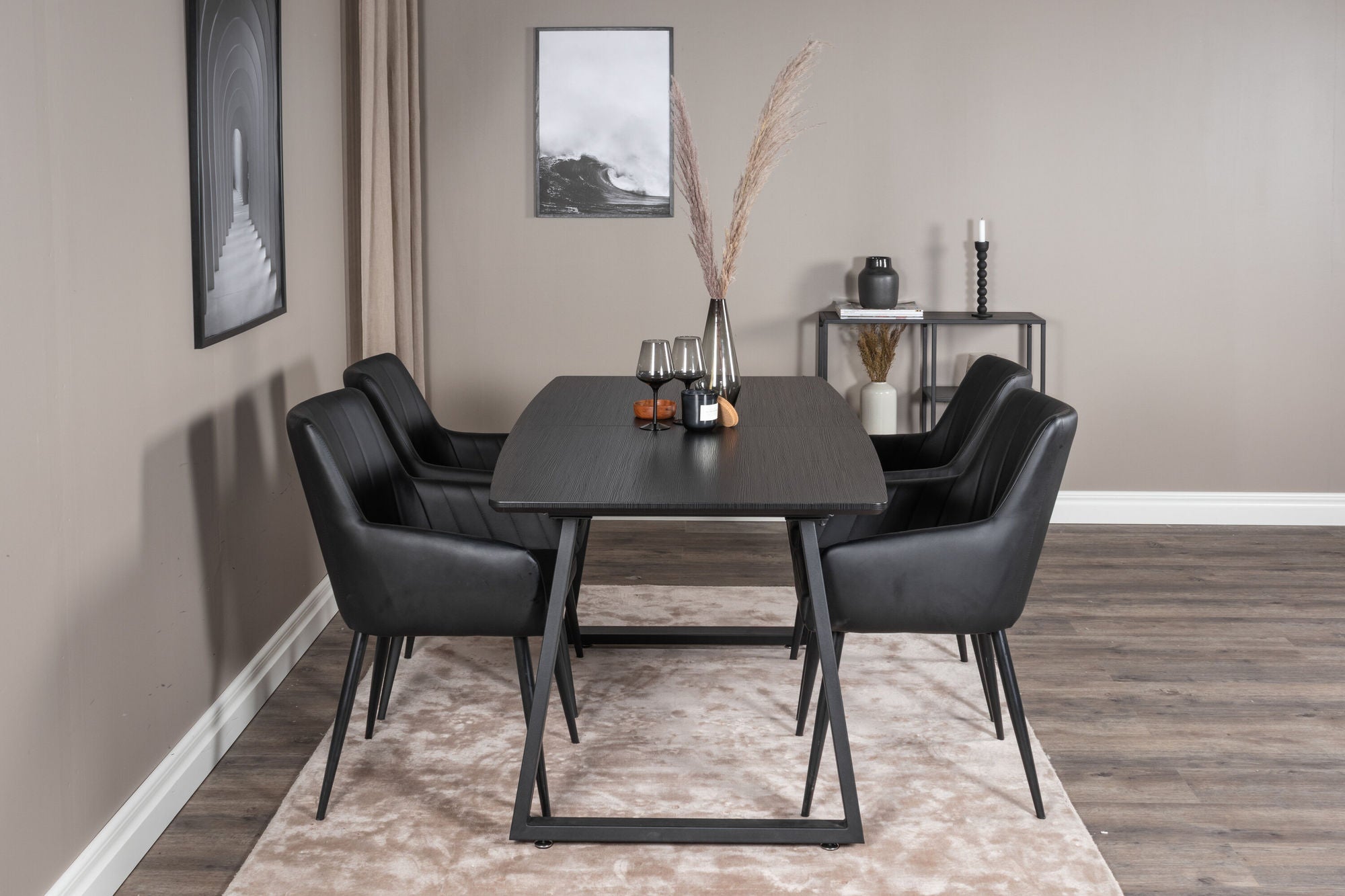 Venture Home Inca Extentionbord - Black top / black Legs +Comfort - Dining chair 2-pack - black/Black _4