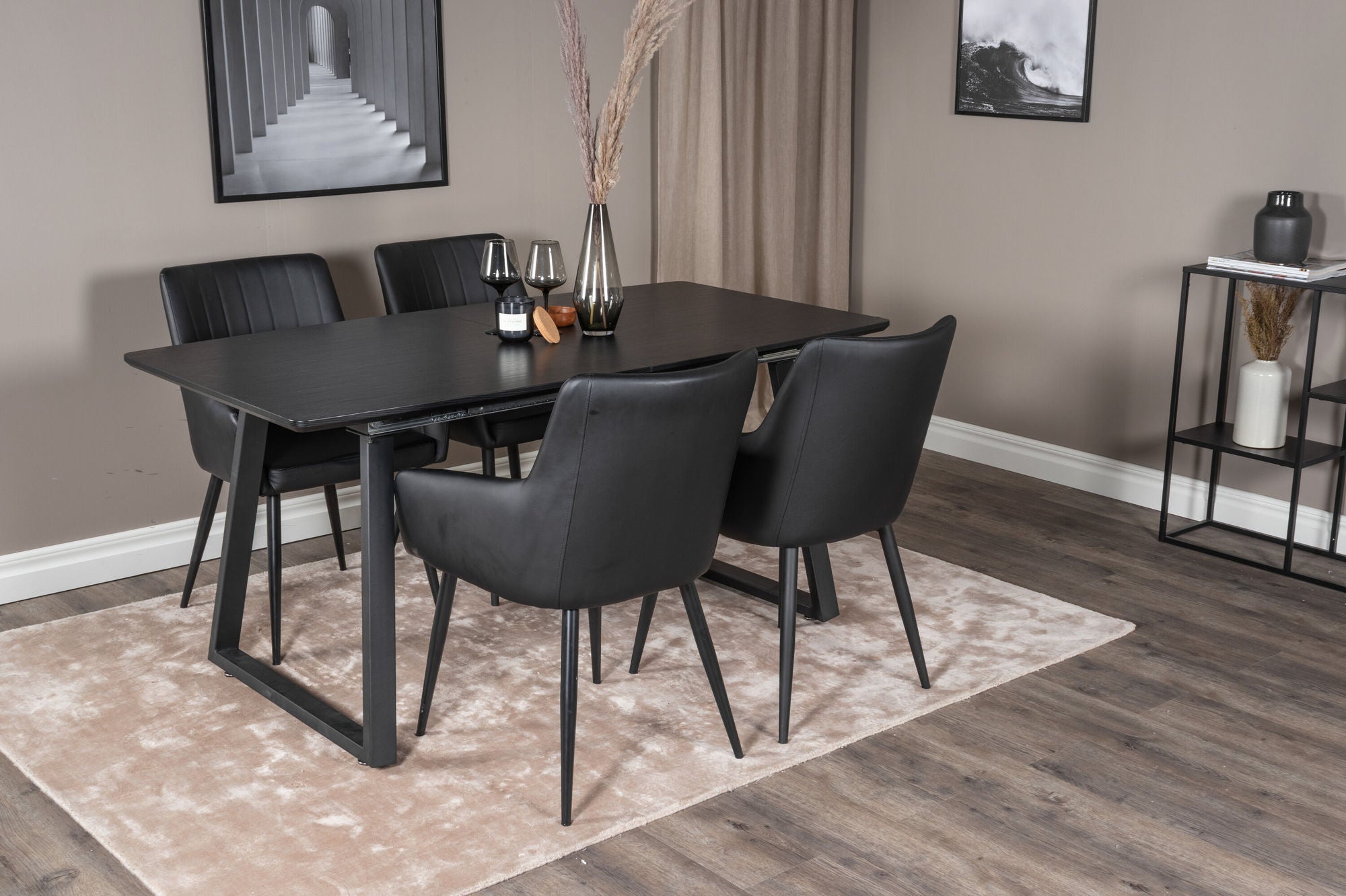 Venture Home Inca Extentionbord - Black top / black Legs +Comfort - Dining chair 2-pack - black/Black _4