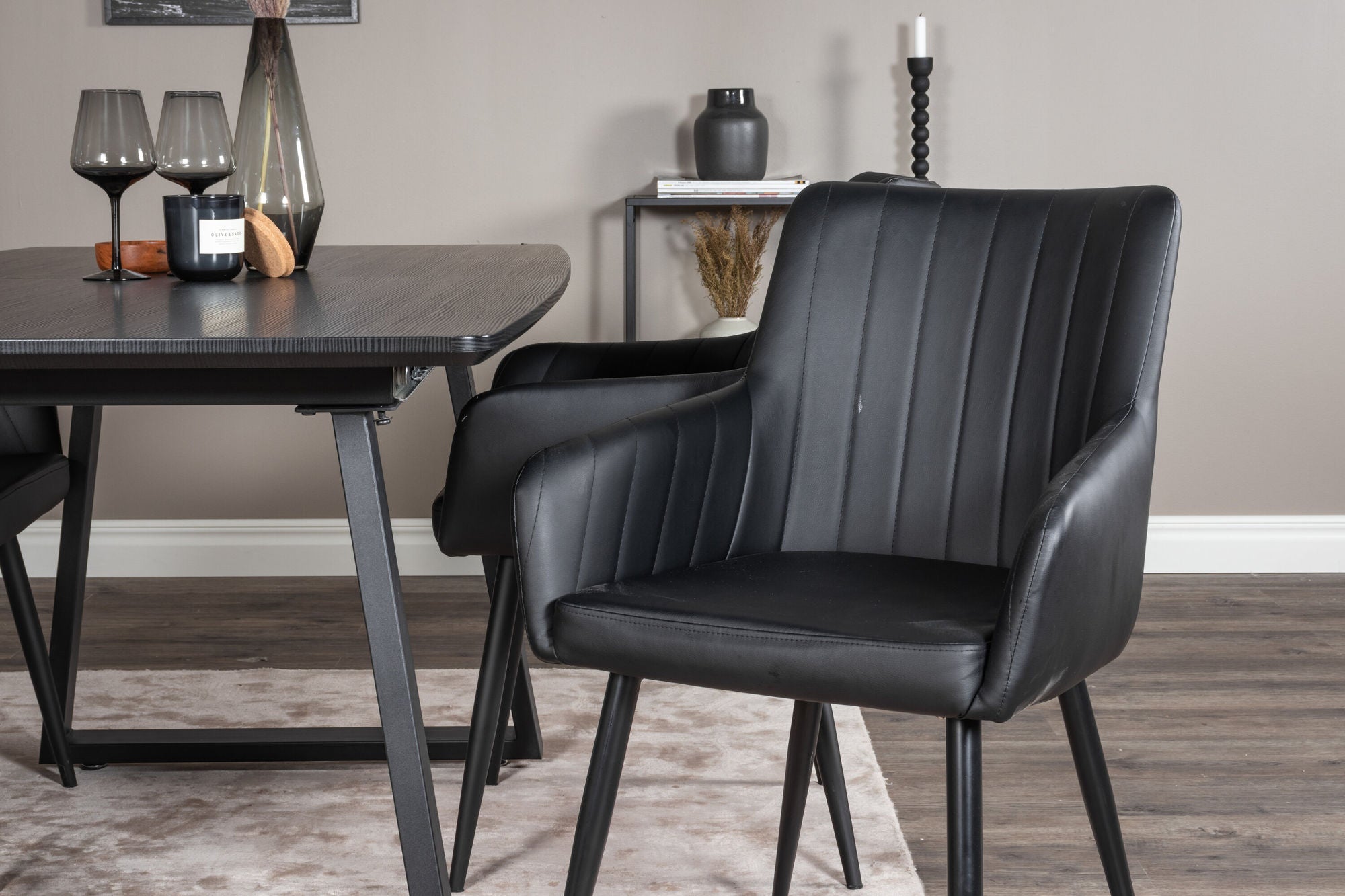 Venture Home Inca Extentionbord - Black top / black Legs +Comfort - Dining chair 2-pack - black/Black _4