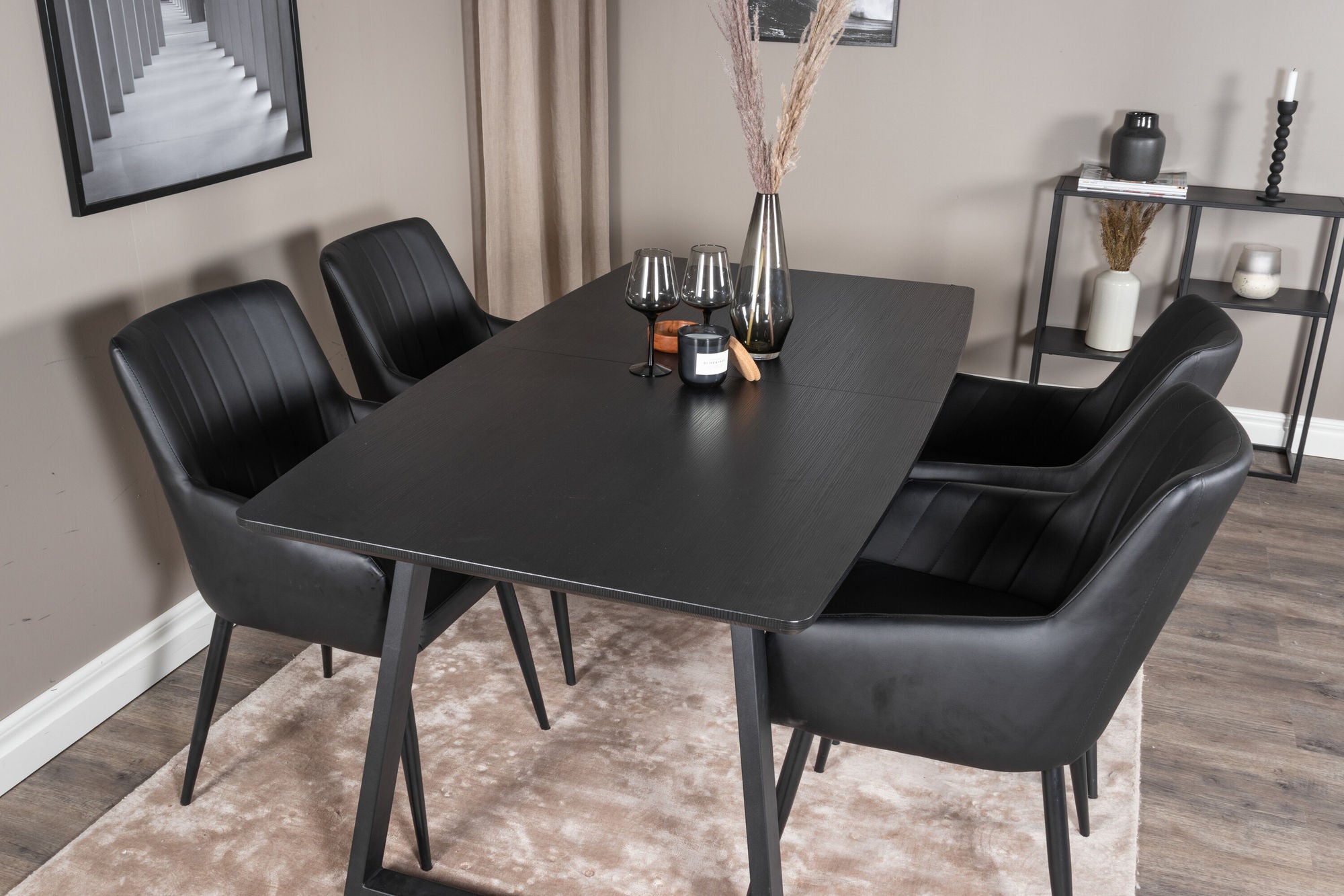 Venture Home Inca Extentionbord - Black top / black Legs +Comfort - Dining chair 2-pack - black/Black _4