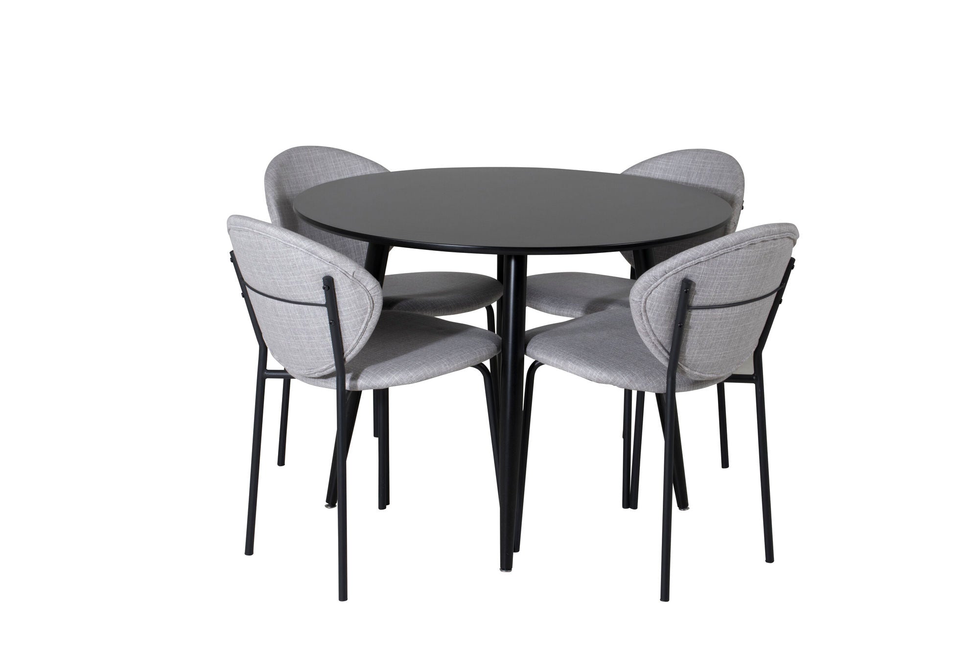 Venture Home Plaza Runt Matbord - Svart / Svart - ø100*H75 +Vault Spisebordsstol - Black Legs - Grey Fabric _4