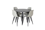 Venture Home Plaza Runt Matbord - Svart / Svart - ø100*H75 +Polar Plastic Spisebordsstol - Black Legs / Grey Plastic _4