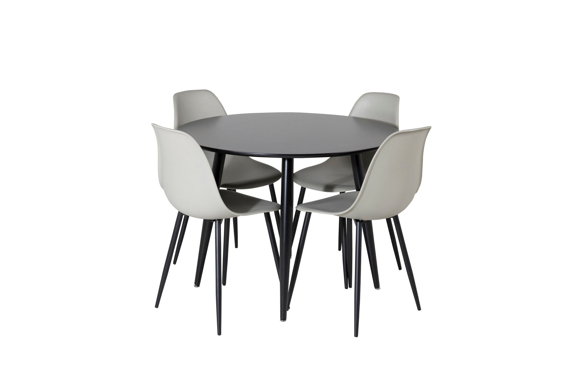 Venture Home Plaza Runt Matbord - Svart / Svart - ø100*H75 +Polar Plastic Spisebordsstol - Black Legs / Grey Plastic _4
