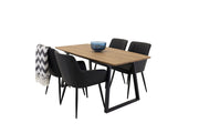 Venture Home Inca spisebord - 160/200*85*H75 - Oak / Black +Comfort - Dining chair 2-pack - black/Black _4