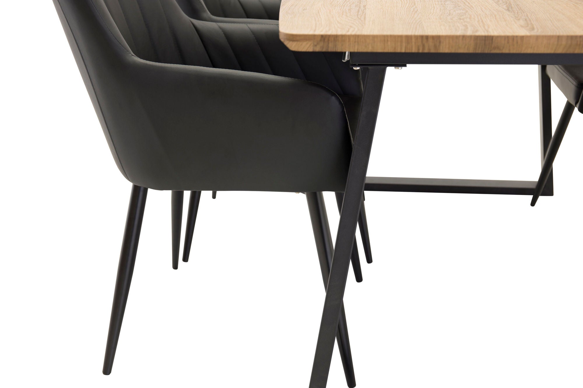 Venture Home Inca spisebord - 160/200*85*H75 - Oak / Black +Comfort - Dining chair 2-pack - black/Black _4