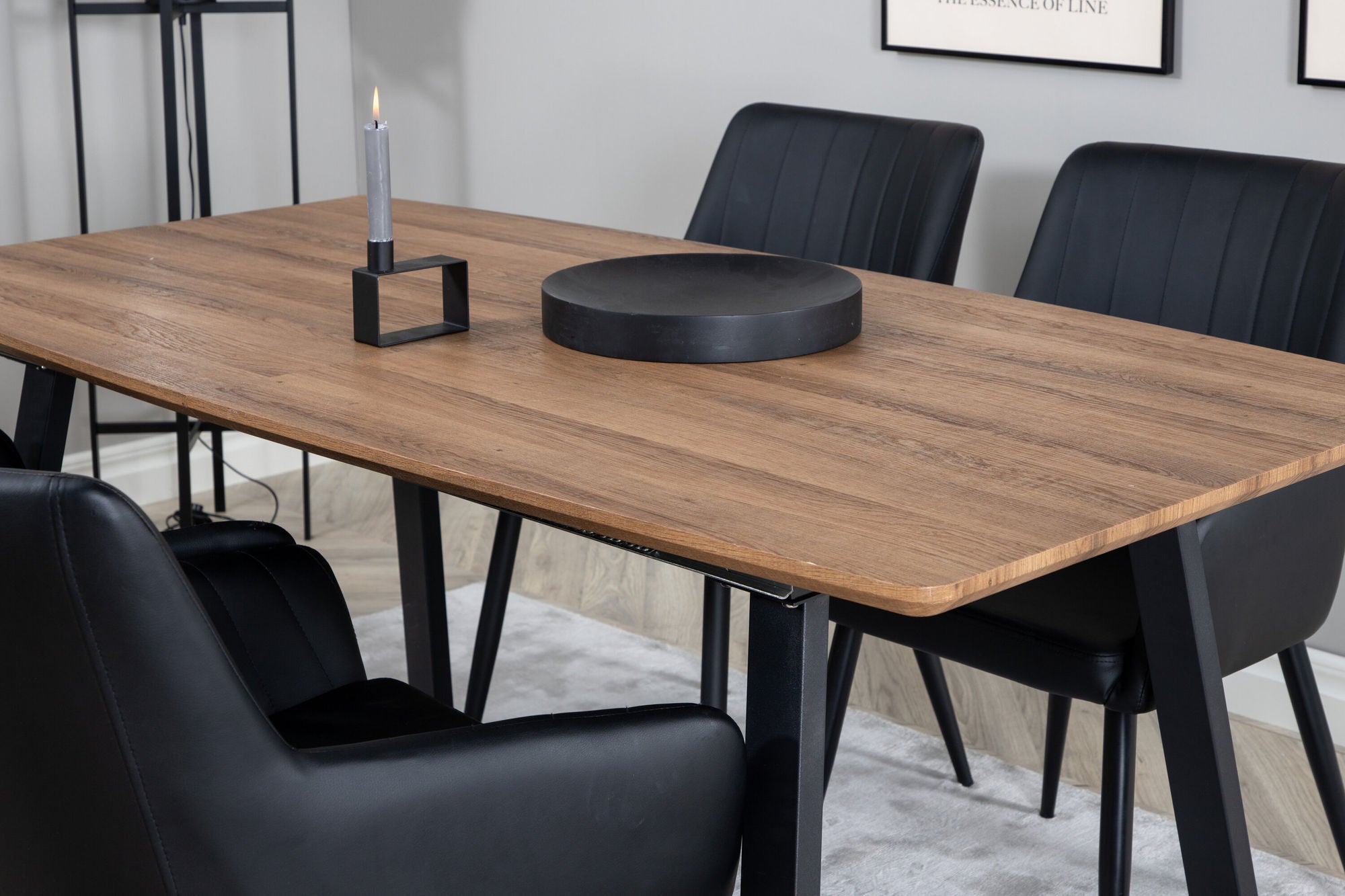 Venture Home Inca spisebord - 160/200*85*H75 - Oak / Black +Comfort - Dining chair 2-pack - black/Black _4