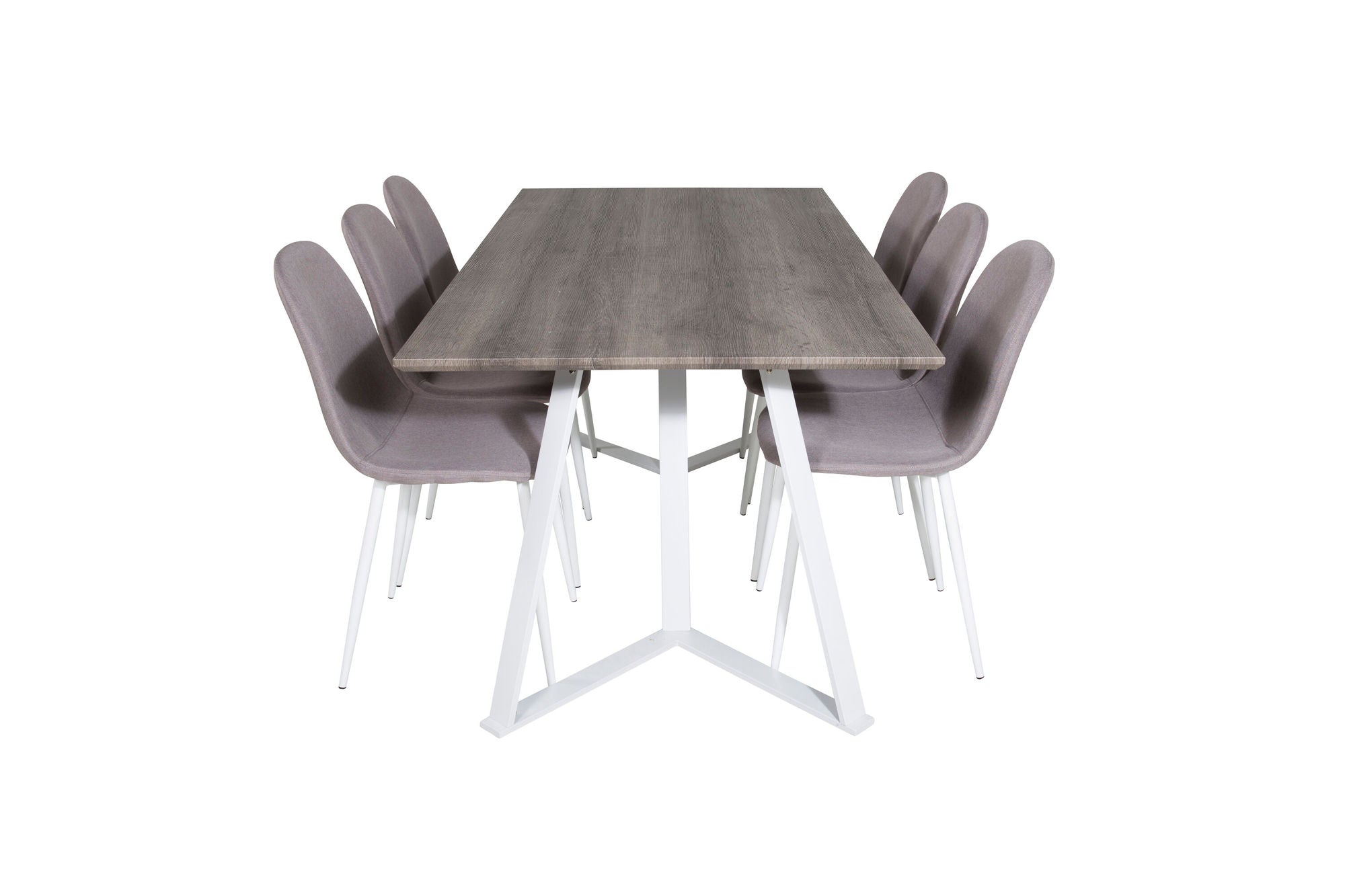 Venture Home Marina spisebord - Grey "oak" / White Legs +Polar Matstol - Vit / Mellangrå _6