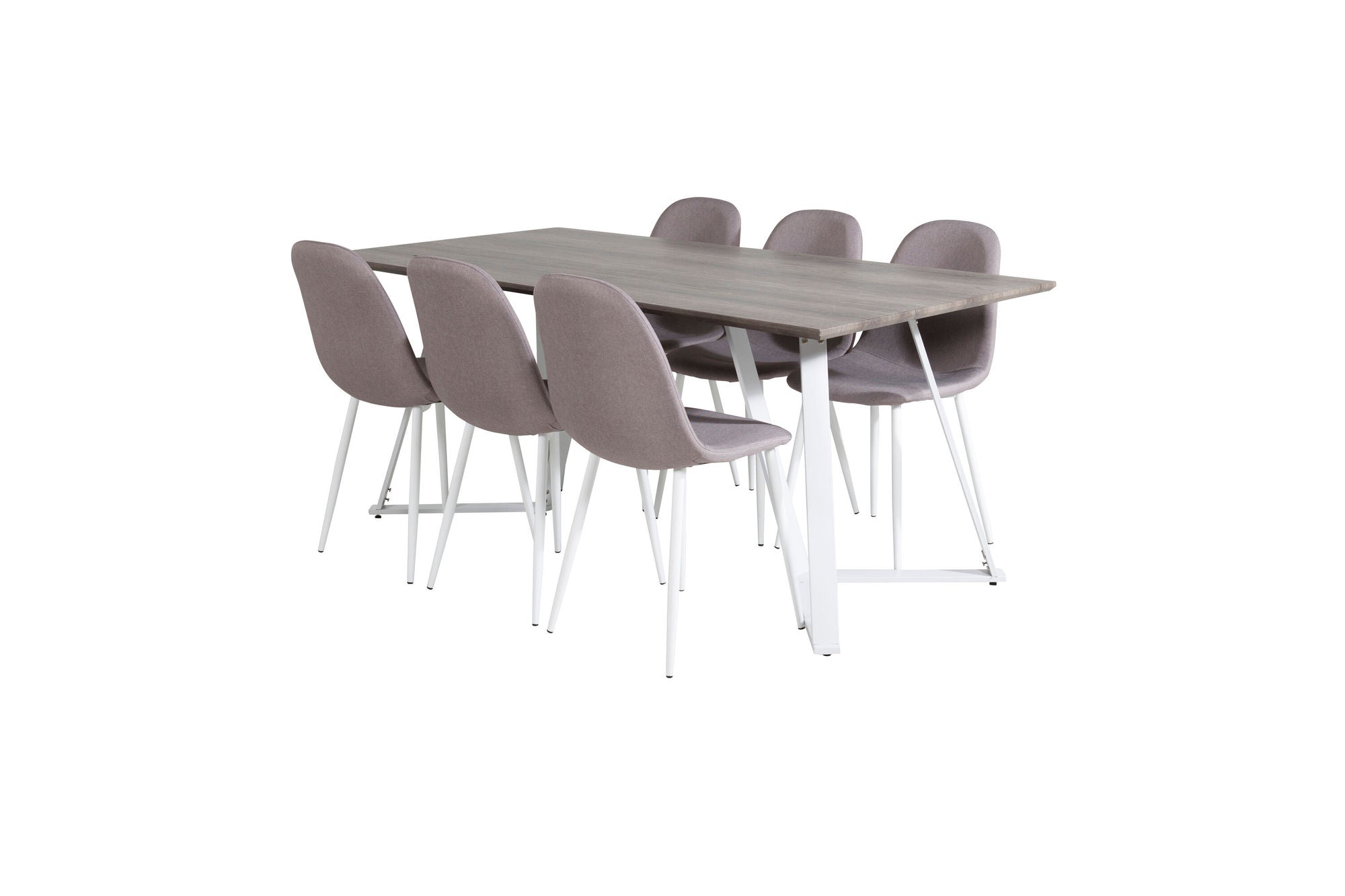 Venture Home Marina spisebord - Grey "oak" / White Legs +Polar Matstol - Vit / Mellangrå _6