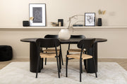 Venture Home Bianca Oval spisebord - Black / Black Veneer +Polly Steel Spisebordsstol 2-pack, K/D, Black back light seat _4