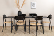 Venture Home Uno spisebord - Black / Black Veneer +Polly Steel Spisebordsstol 2-pack, K/D, Black back light seat _6
