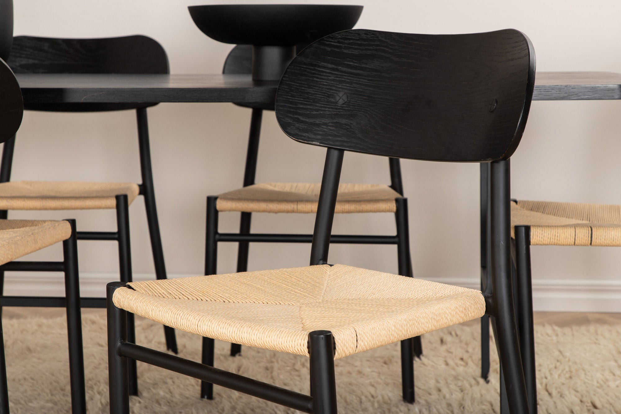Venture Home Uno spisebord - Black / Black Veneer +Polly Steel Spisebordsstol 2-pack, K/D, Black back light seat _6