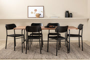 Venture Home Uno spisebord - Black / Walnut Veneer +Polly Spisebordsstol 2-pack - Black / Black _6