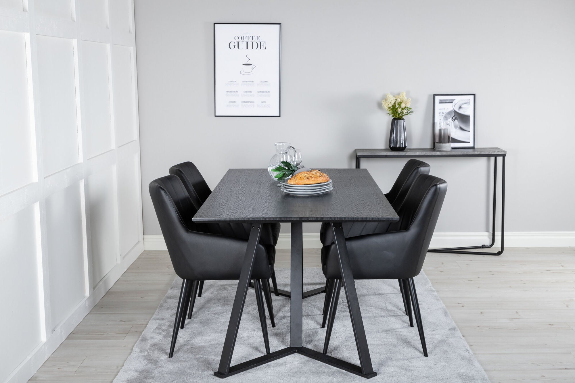 Venture Home Marina spisebord - Black top / Black Legs +Comfort - Dining chair 2-pack - black/Black _4