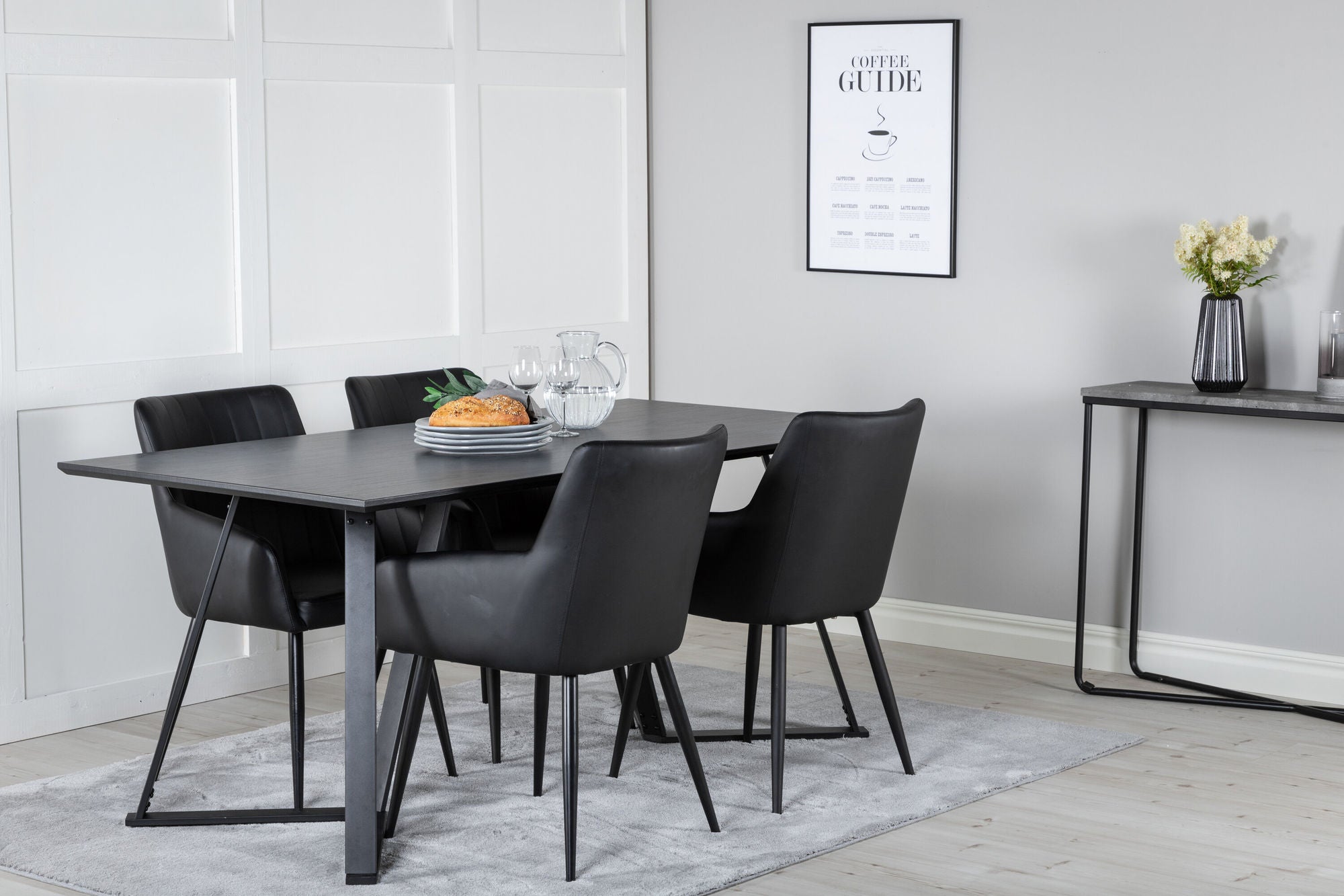 Venture Home Marina spisebord - Black top / Black Legs +Comfort - Dining chair 2-pack - black/Black _4