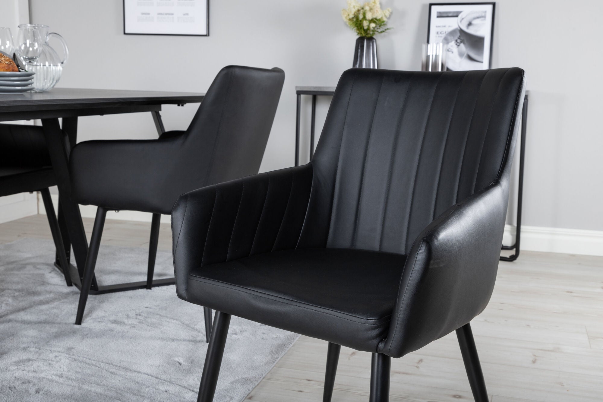 Venture Home Marina spisebord - Black top / Black Legs +Comfort - Dining chair 2-pack - black/Black _4