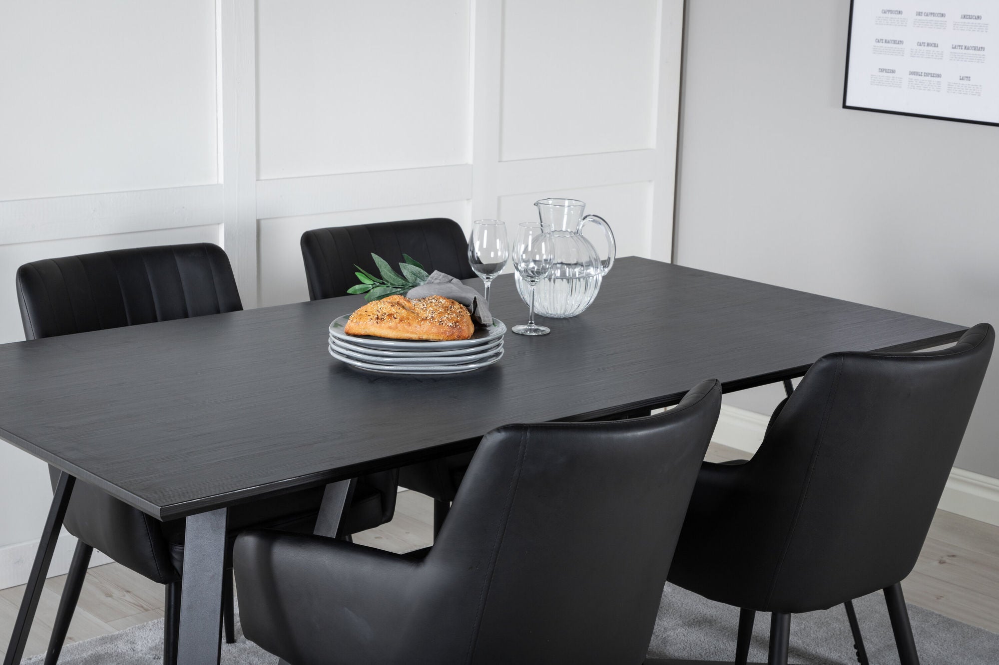 Venture Home Marina spisebord - Black top / Black Legs +Comfort - Dining chair 2-pack - black/Black _4