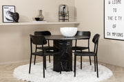 Venture Home Marbs rund spisebord - Black / Black +Polly Spisebordsstol 2-pack - Black / Black _4