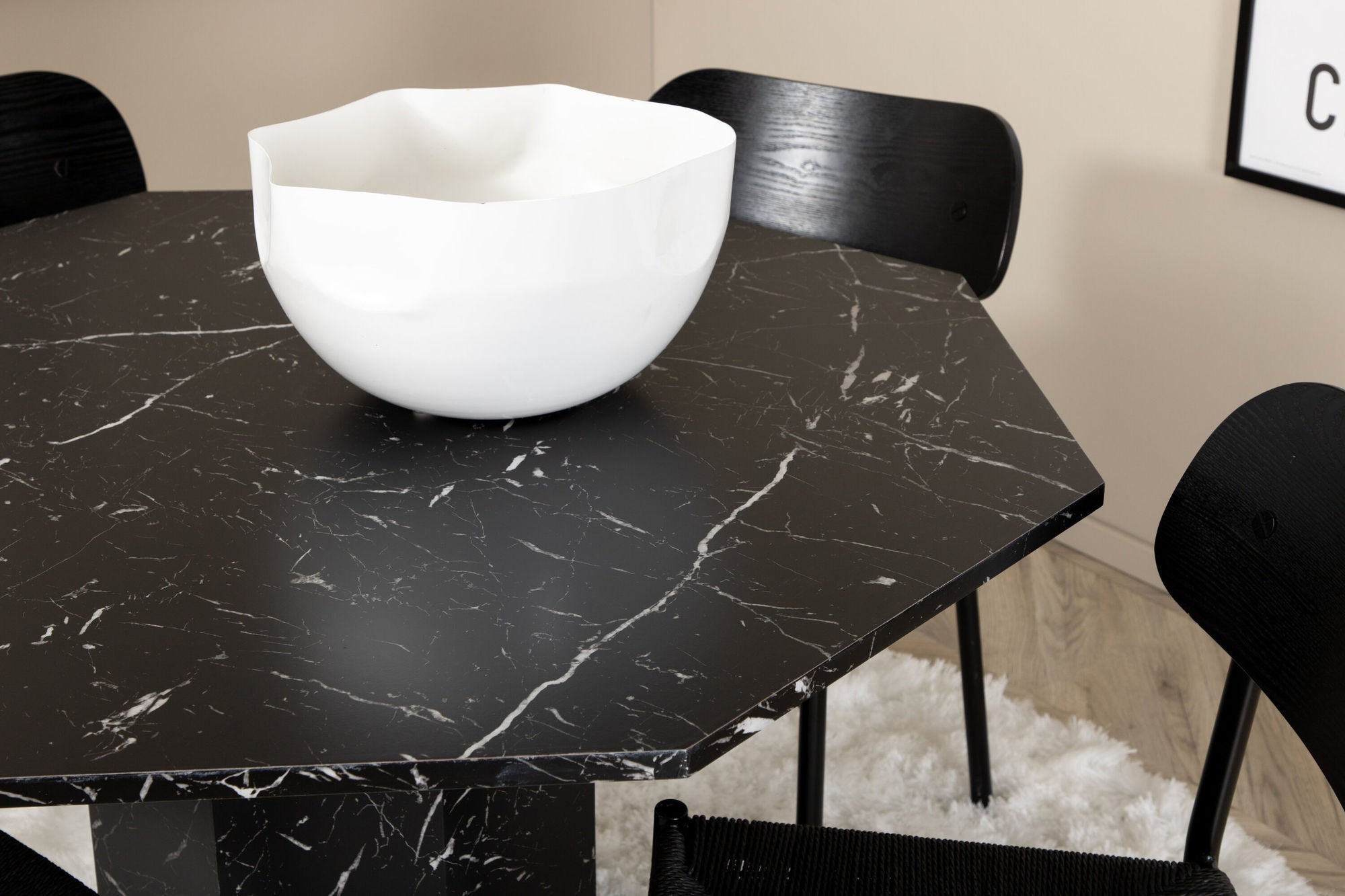 Venture Home Marbs rund spisebord - Black / Black +Polly Spisebordsstol 2-pack - Black / Black _4