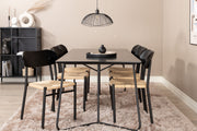 Venture Home Pippi spisebord - Black / Black Veneer +Polly Steel Spisebordsstol 2-pack, K/D, Black back light seat _6