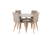 Venture Home Plaza Runt Matbord - Ek-Look / Vit - ø100*H75 +Windu Lyx Spisebordsstol - Oak-Look / Light Grey _4