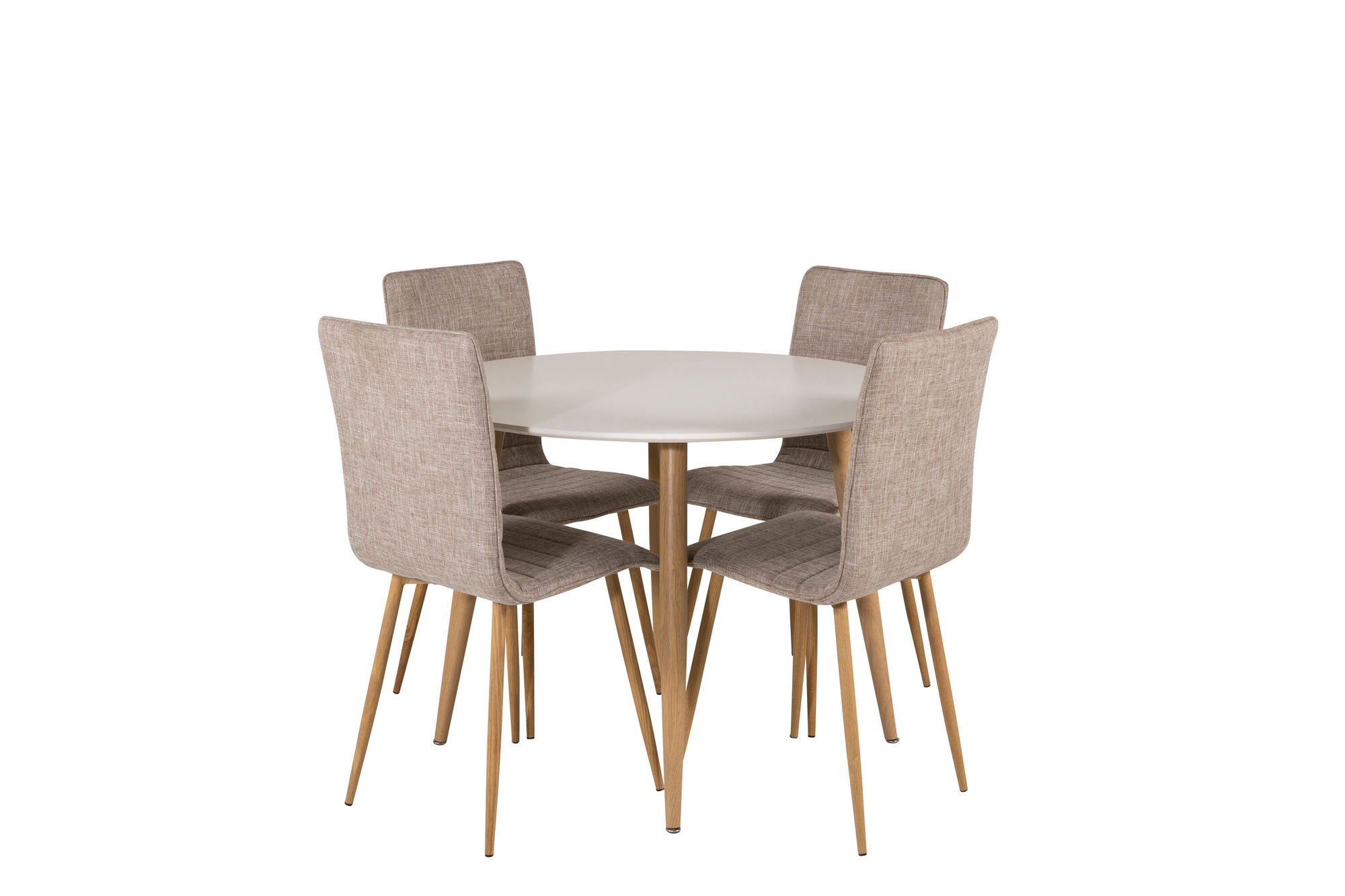 Venture Home Plaza Runt Matbord - Ek-Look / Vit - ø100*H75 +Windu Lyx Spisebordsstol - Oak-Look / Light Grey _4