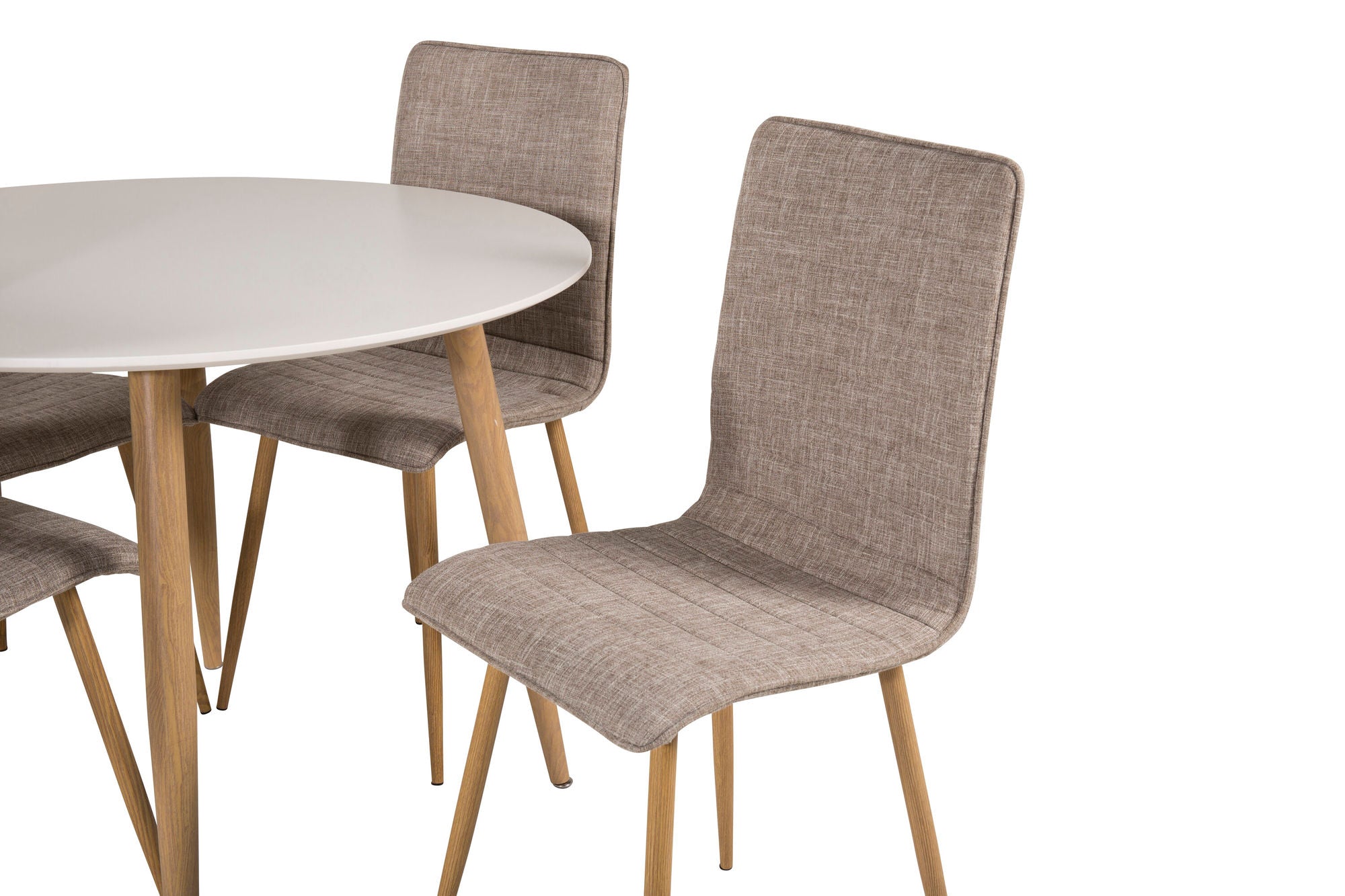 Venture Home Plaza Runt Matbord - Ek-Look / Vit - ø100*H75 +Windu Lyx Spisebordsstol - Oak-Look / Light Grey _4