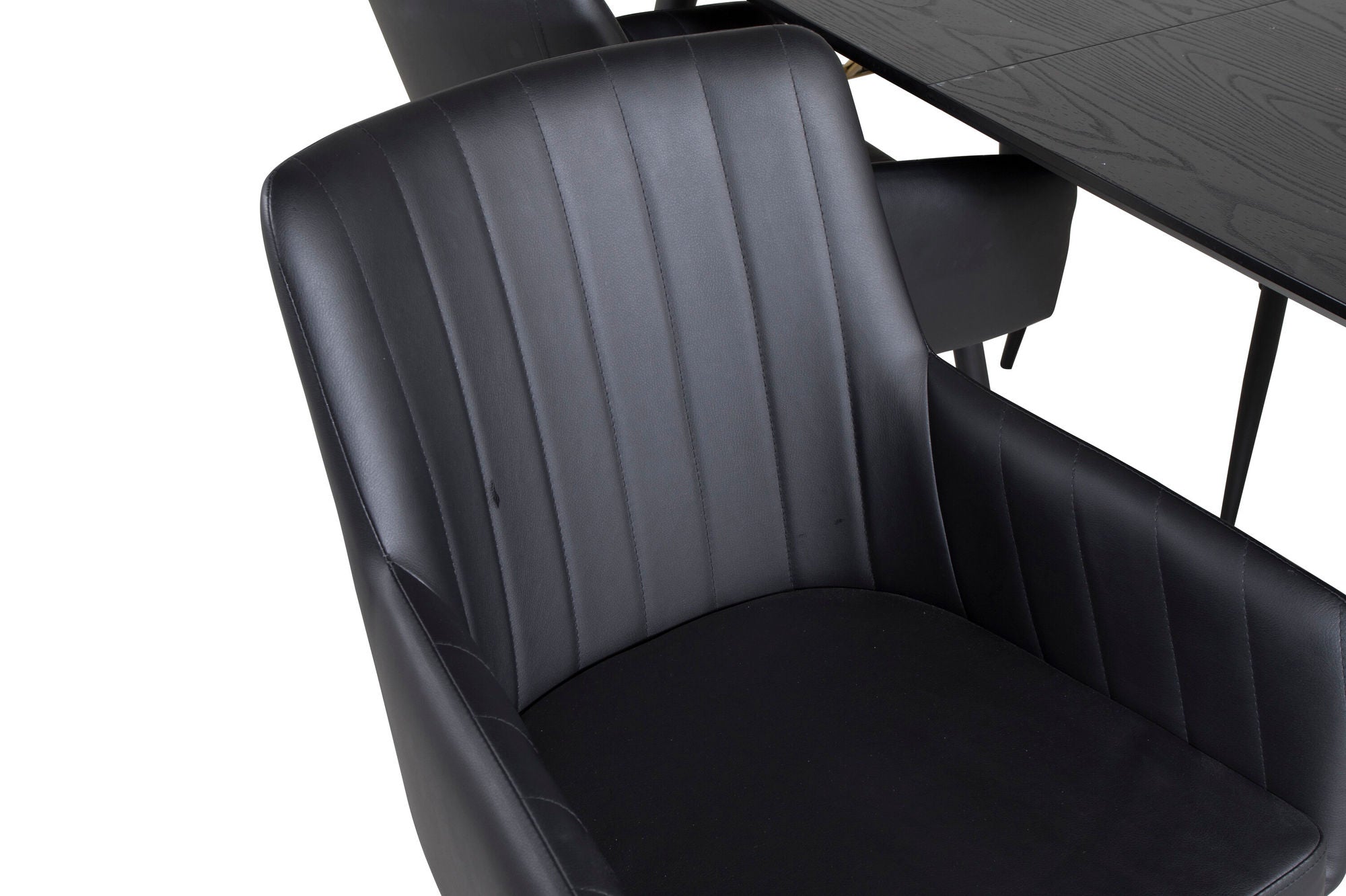 Venture Home Gold Extention bord - 180/220*85*H76 Black Veneer - Black legs - Brass details +Comfort - Dining chair 2-pack - black/Black _4