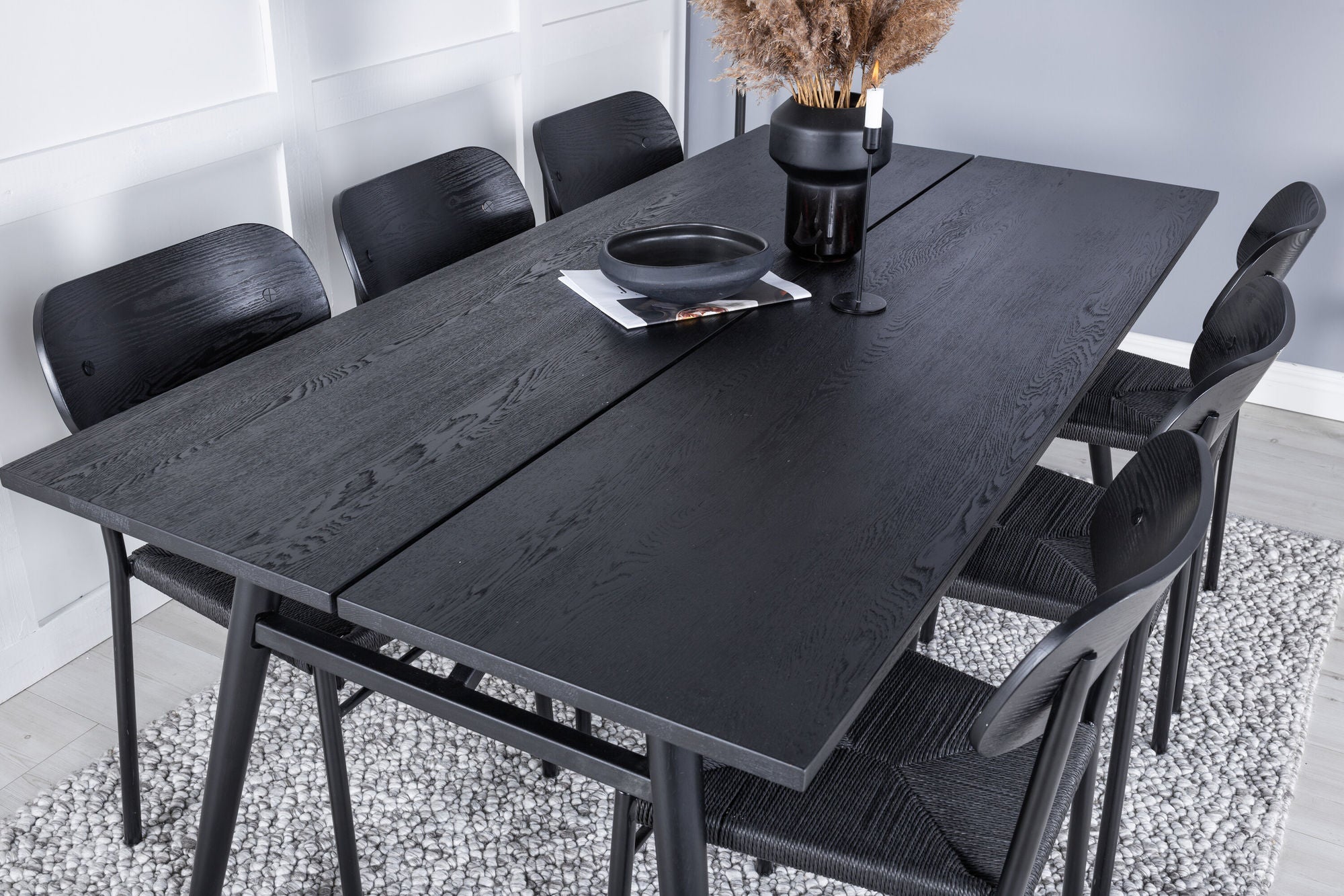 Venture Home Sleek Extentionbord Black Brushed - 190*95 +Polly Spisebordsstol 2-pack - Black / Black _6