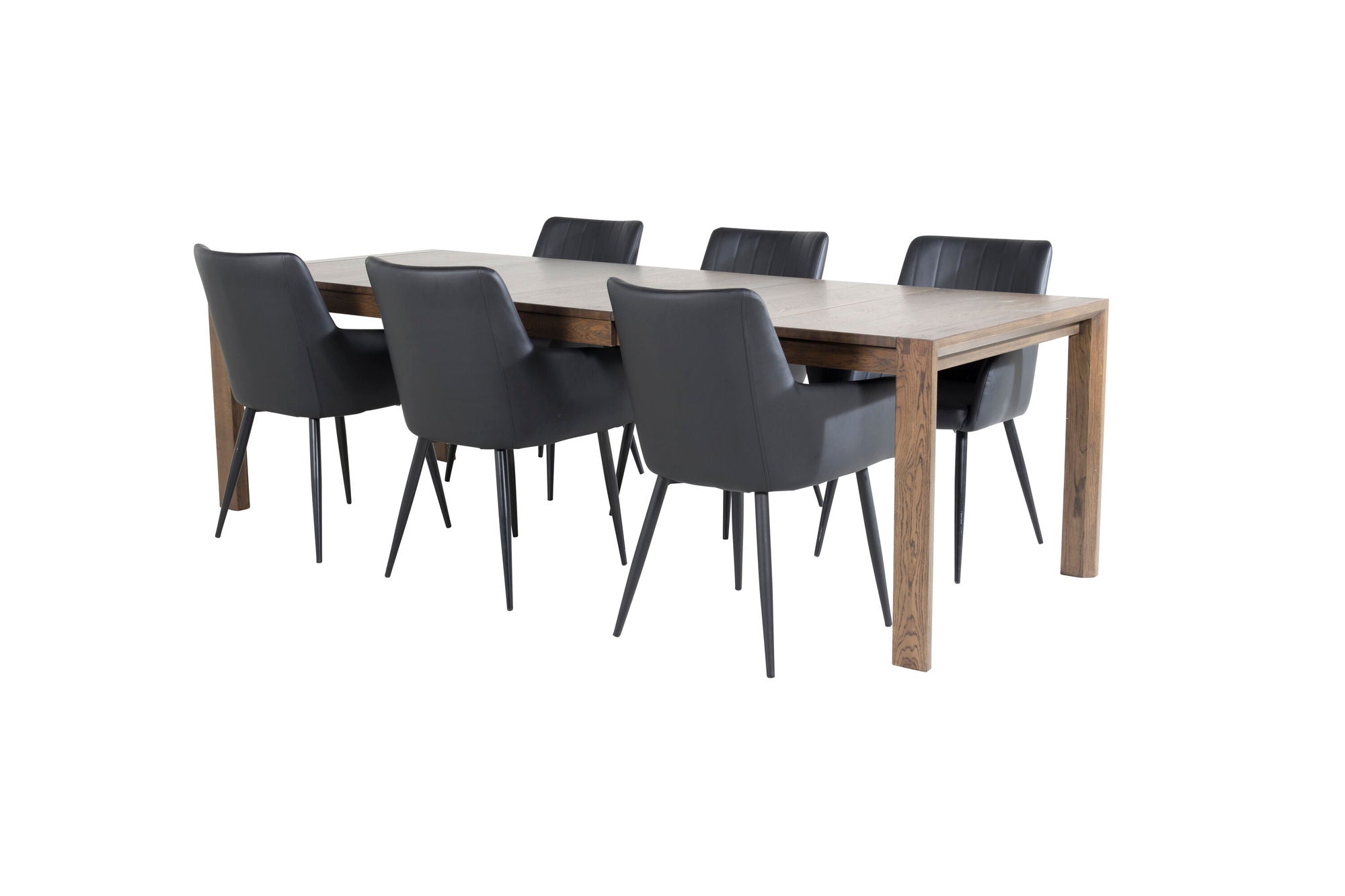 Venture Home Slider Extention bord - Smoked Oak 170+40+40cm +Comfort - Dining chair 2-pack - black/Black _6