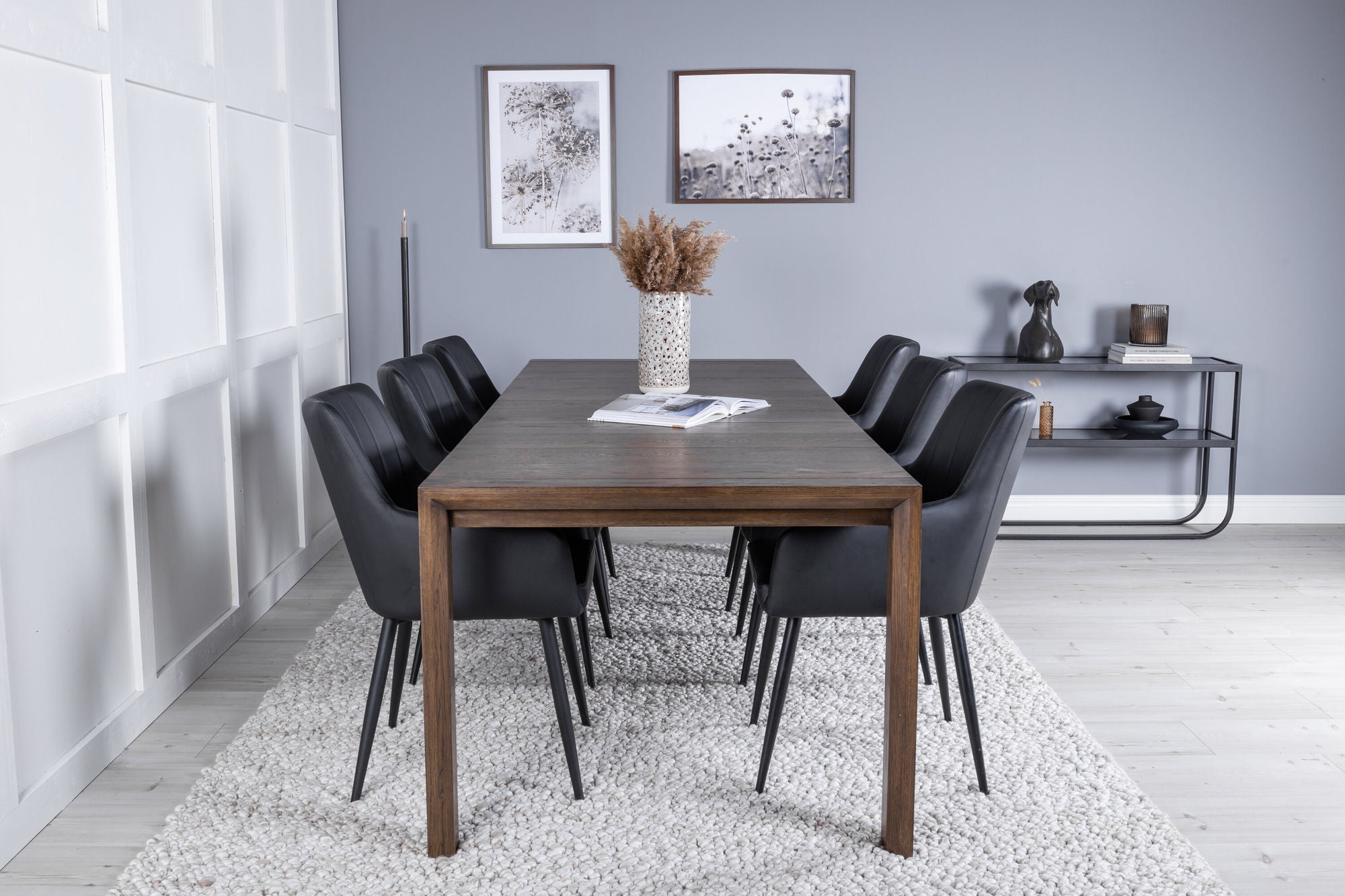 Venture Home Slider Extention bord - Smoked Oak 170+40+40cm +Comfort - Dining chair 2-pack - black/Black _6