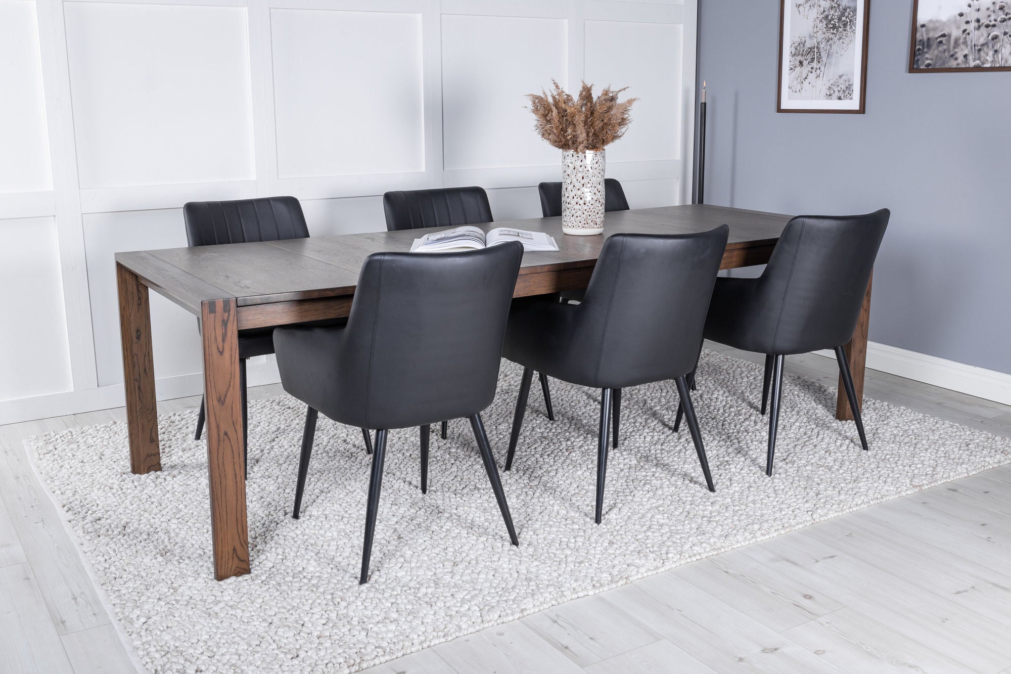 Venture Home Slider Extention bord - Smoked Oak 170+40+40cm +Comfort - Dining chair 2-pack - black/Black _6