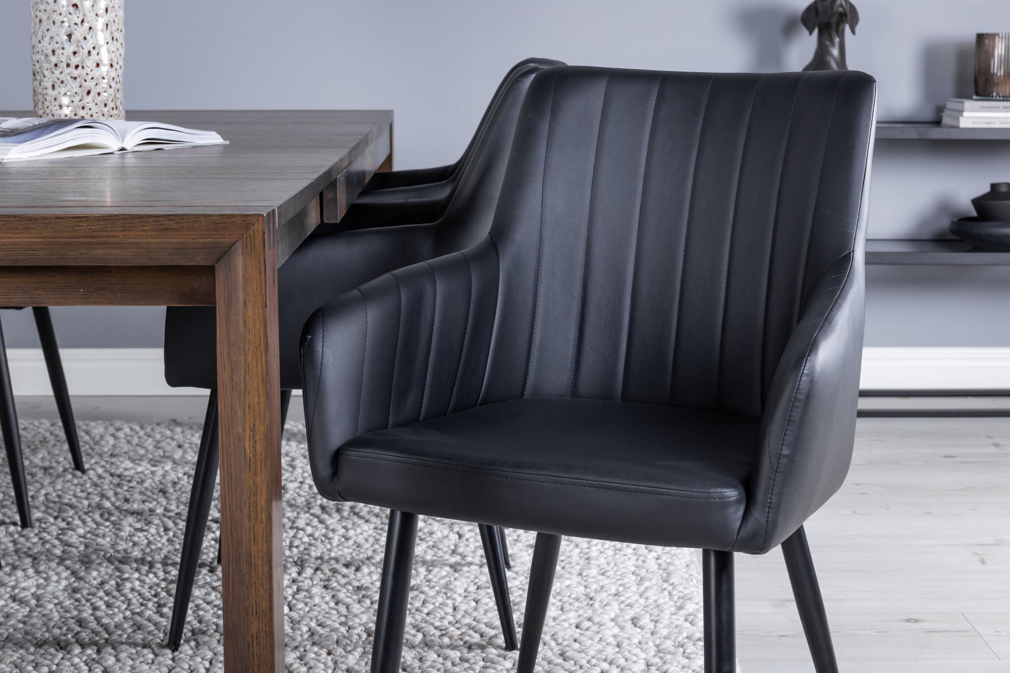 Venture Home Slider Extention bord - Smoked Oak 170+40+40cm +Comfort - Dining chair 2-pack - black/Black _6