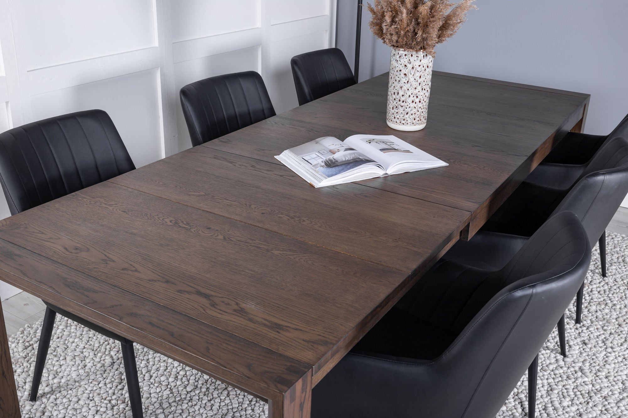 Venture Home Slider Extention bord - Smoked Oak 170+40+40cm +Comfort - Dining chair 2-pack - black/Black _6