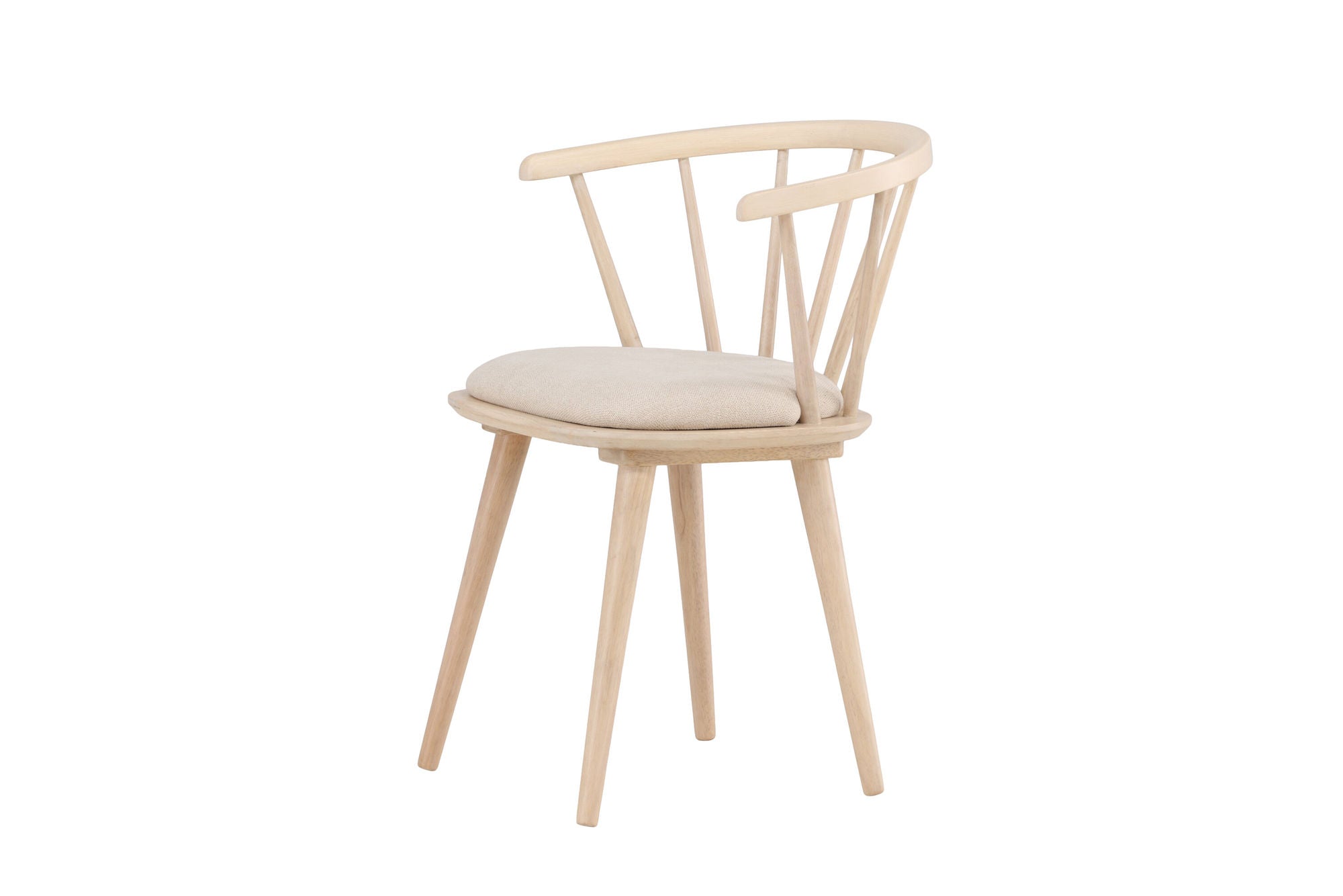 Venture Home Bobby Spisebordsstol with Cushion 2-pack - Whitewash Rubber Wood / Beige