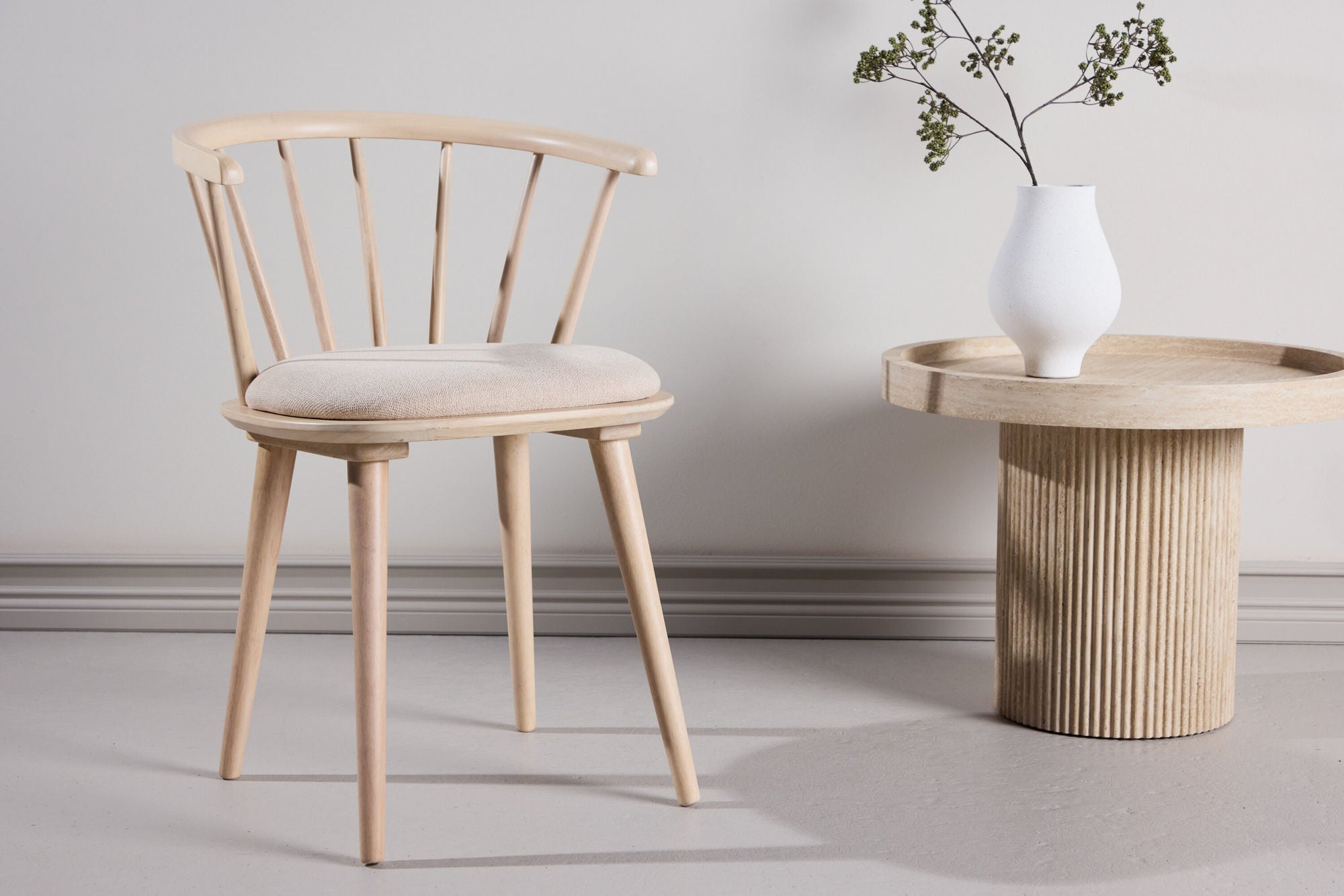 Venture Home Bobby Spisebordsstol with Cushion 2-pack - Whitewash Rubber Wood / Beige
