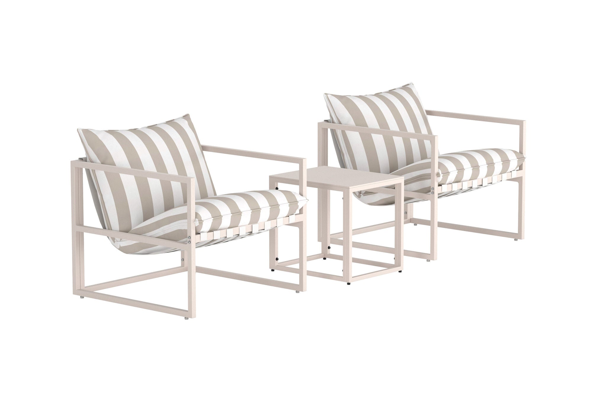 Venture Home Messina Lounge Set - Beige / Stripe White Beige