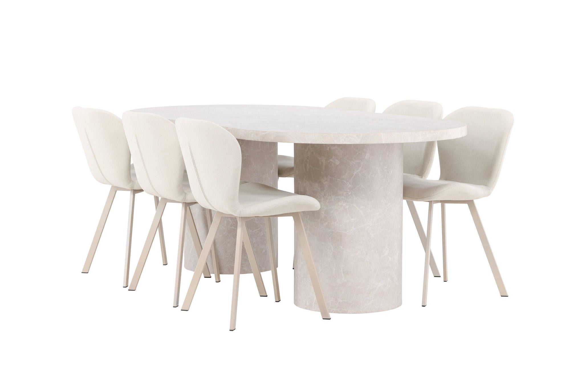 Venture Home Narvik bord - Beige with 6 Lilja stol - Beige