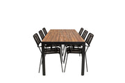 Venture Home Bois spisebord 200*100cm - Black Legs / Acacia +Lindos Armchair - Black Alu
