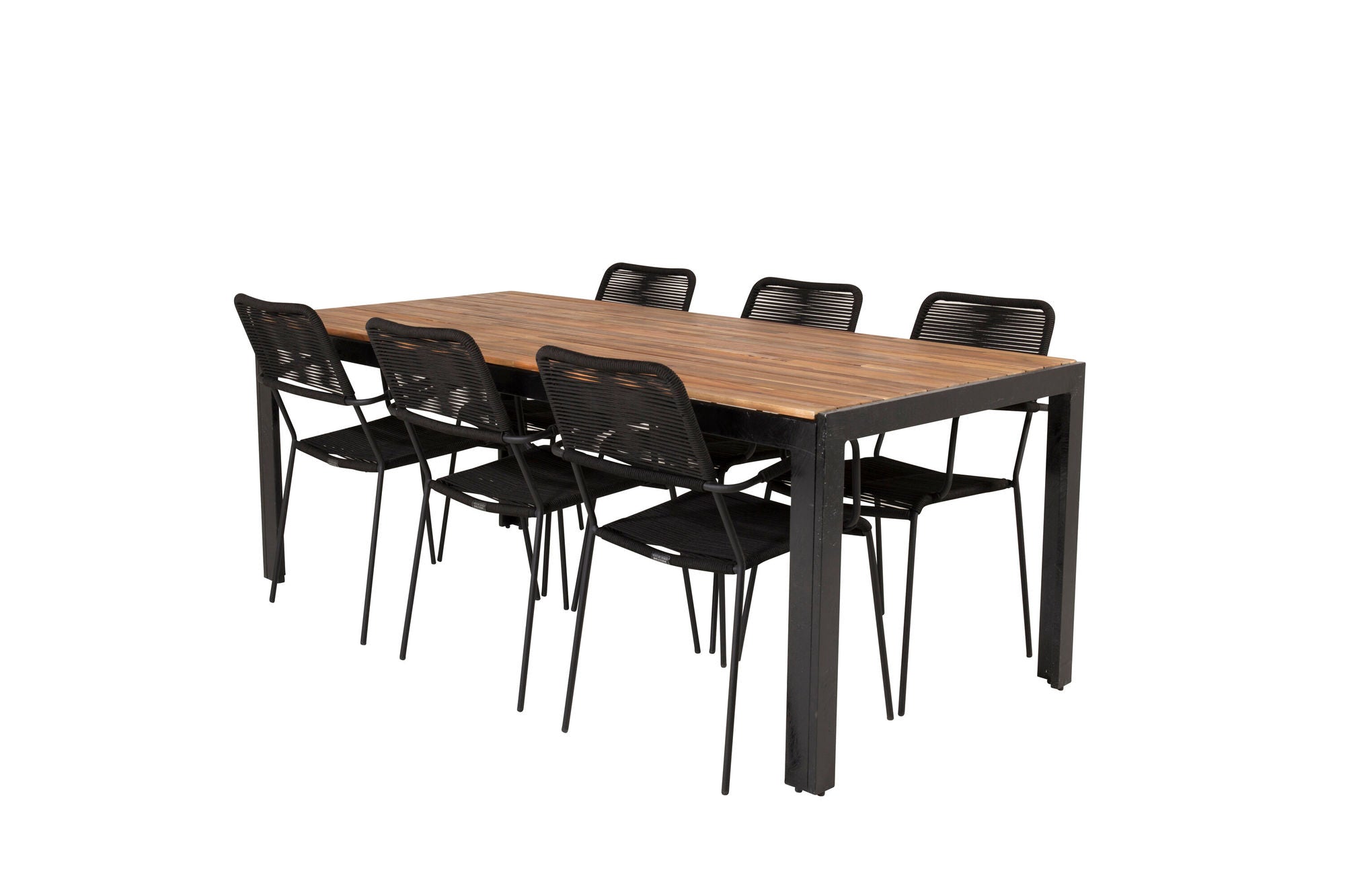 Venture Home Bois spisebord 200*100cm - Black Legs / Acacia +Lindos Armchair - Black Alu